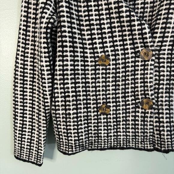 Rachel Zoe Blazer Womens M Black White Knitted Double Breasted Career Office NWT - Picture 5 of 10